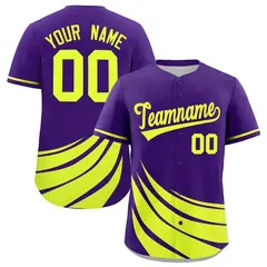 Purple Fluorescent Green Graffiti Wind Mark Baseball Jersey 1