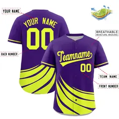 Purple Fluorescent Green Graffiti Wind Mark Baseball Jersey 2