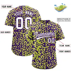 Purple Fluorescent Green Leopard Print Baseball Jersey 2