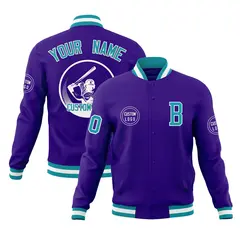 Purple Full-Snap Varsity Letterman Baseball Jacket 1