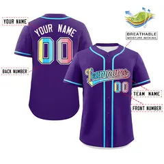 Purple Genderflux Pride Month Classic Baseball Jersey 2