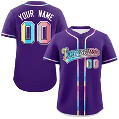 Purple Genderflux Pride Month Classic Baseball Jersey 1