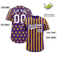 Purple Gold American Flag Graffiti Baseball Jersey 2