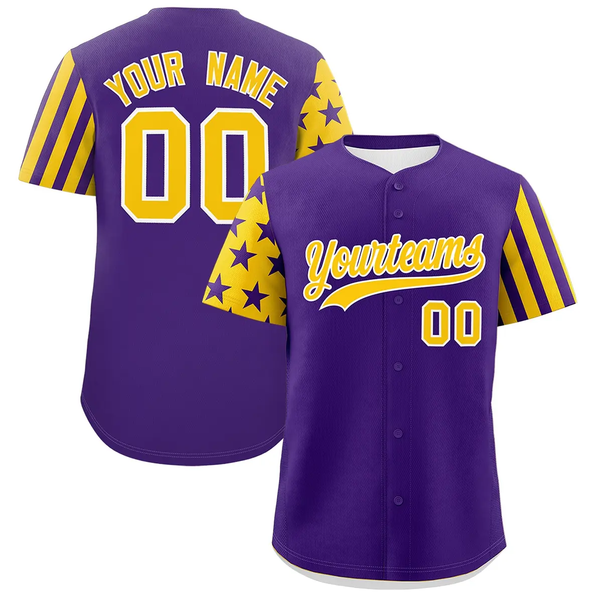 Purple Gold American Flag Raglan Baseball Jersey