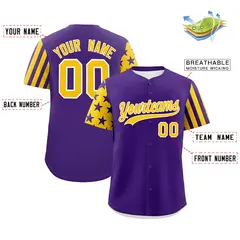 Purple Gold American Flag Raglan Baseball Jersey 2