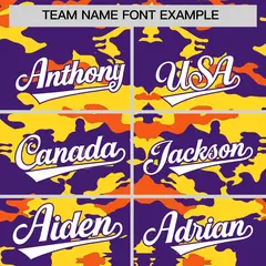 Purple Gold and Orange Camo Sleeveless Baseball Jersey 3