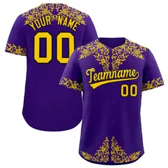 Purple Gold Baroque Style Baseball Jersey 1
