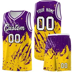 Purple Gold Beast Pattern Sports Basketball Jersey 1