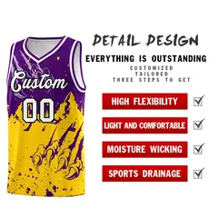 Purple Gold Beast Pattern Sports Basketball Jersey 2