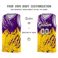 Purple Gold Beast Pattern Sports Basketball Jersey 3