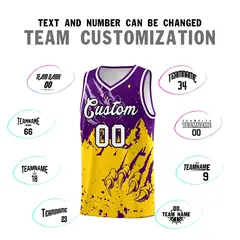 Purple Gold Beast Pattern Sports Basketball Jersey 4