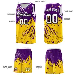Purple Gold Beast Pattern Sports Basketball Jersey 5
