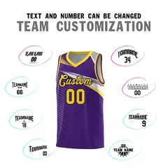 Purple Gold-Black Chest Color Block Basketball Jersey 4