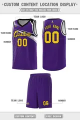 Purple Gold-Black Chest Color Block Basketball Jersey 2