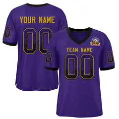 Purple Gold-Black Drift Mesh Football Jersey