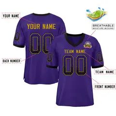 Purple Gold-Black Drift Mesh Football Jersey 2