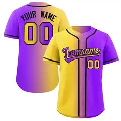 Purple Gold-Black Gradient Fashion Baseball Jersey 1
