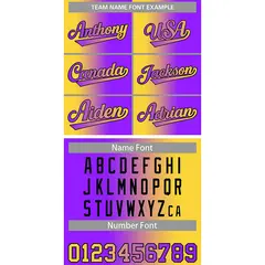 Purple Gold-Black Gradient Fashion Baseball Jersey 2