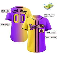 Purple Gold-Black Gradient Fashion Baseball Jersey 3