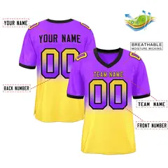 Purple Gold-Black Gradient Outdoor Football Jersey 2