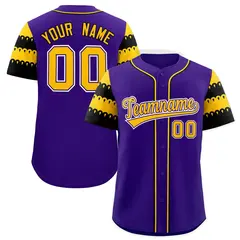 Purple Gold Black Sleeve Flag Lace Baseball Jersey 1