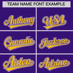 Purple Gold Black Sleeve Flag Lace Baseball Jersey 3