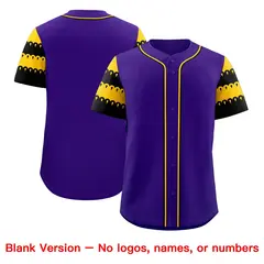 Purple Gold Black Sleeve Flag Lace Baseball Jersey 7