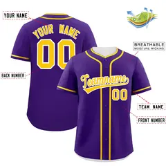 Purple Gold Classic Authentic Baseball Jersey 2