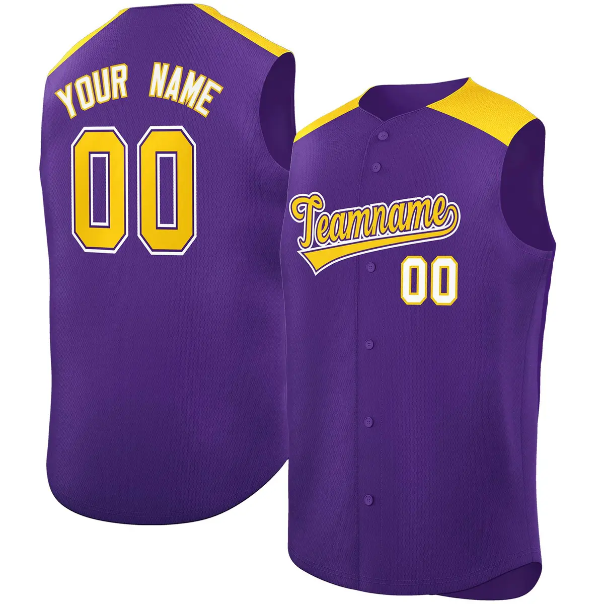 Purple Gold Classic Authentic Sleeveless Baseball Jersey