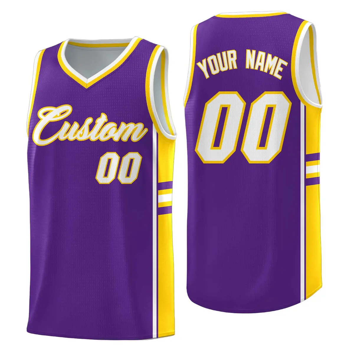 Purple Gold Classic Color Block Team Basketball Jersey