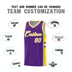 Purple Gold Classic Color Block Team Basketball Jersey 4