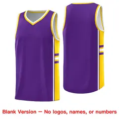 Purple Gold Classic Color Block Team Basketball Jersey 6