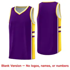 Purple Gold Classic Color Block Varsity Basketball Jersey 6