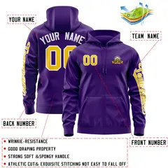 Purple Gold Classic Full-Zip Varsity Letterman Jacket Hoodie 4