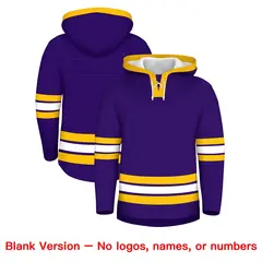 Purple Gold Classic Lace-Up Neck Hockey Hoodie 7