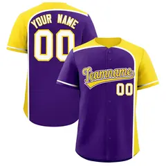 Purple Gold Color Block Authentic Baseball Jersey 1