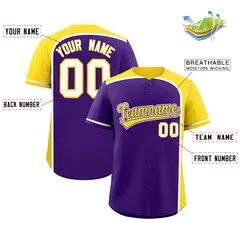 Purple Gold Color Block Authentic Baseball Jersey 2