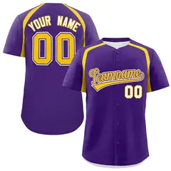 Purple Gold Color Block Authentic Baseball Jersey 1