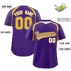 Purple Gold Color Block Authentic Baseball Jersey 2