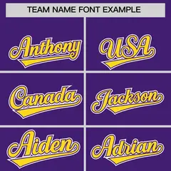 Purple Gold Color Block Side Dotted Line Baseball Jersey 3