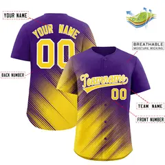 Purple Gold Diagonal Stripe Gradient Fashion Baseball Jersey 2