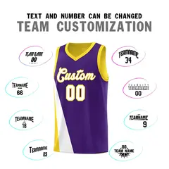 Purple Gold Diagonal Two-Line Color Block Basketball Jersey 4