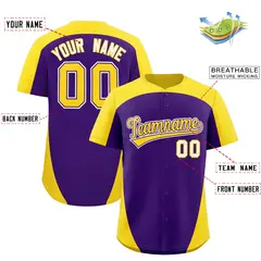 Purple Gold Edge Color Block Authentic Baseball Jersey 2