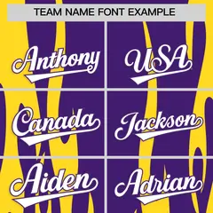 Purple Gold Flame Pattern Authentic Pullover Baseball Jersey 3