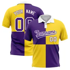 Purple Gold Four Squares Performance Polo Shirt