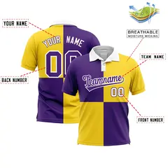 Purple Gold Four Squares Performance Polo Shirt 2