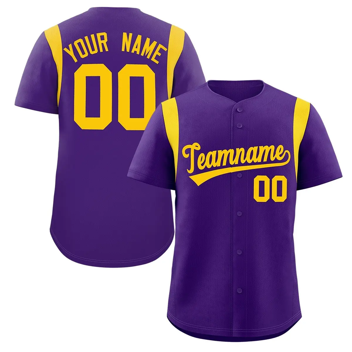 Purple Gold Full Button Classic Baseball Jersey