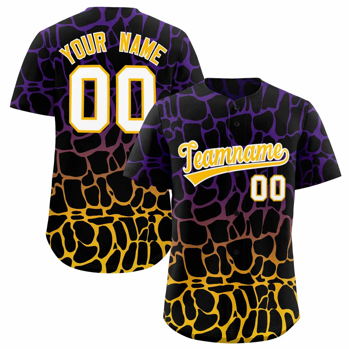 Purple Gold Giraffe Graffiti Pattern Baseball Jersey