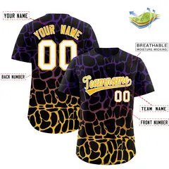 Purple Gold Giraffe Graffiti Pattern Baseball Jersey 2