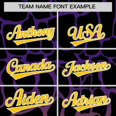 Purple Gold Giraffe Graffiti Pattern Baseball Jersey 3